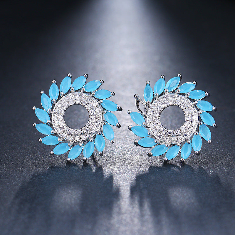 Boucles d'oreilles en zirconium de mariée Cadeau de luxe pour dîner pour femme
