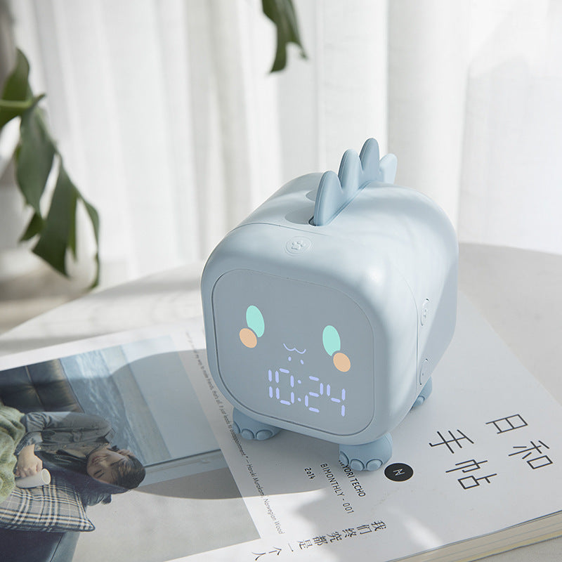 Children'S Creative Electronic Clock, Cartoon Dinosaur Small Alarm Clock, Wake Up Light, Sound Control Alarm Clock