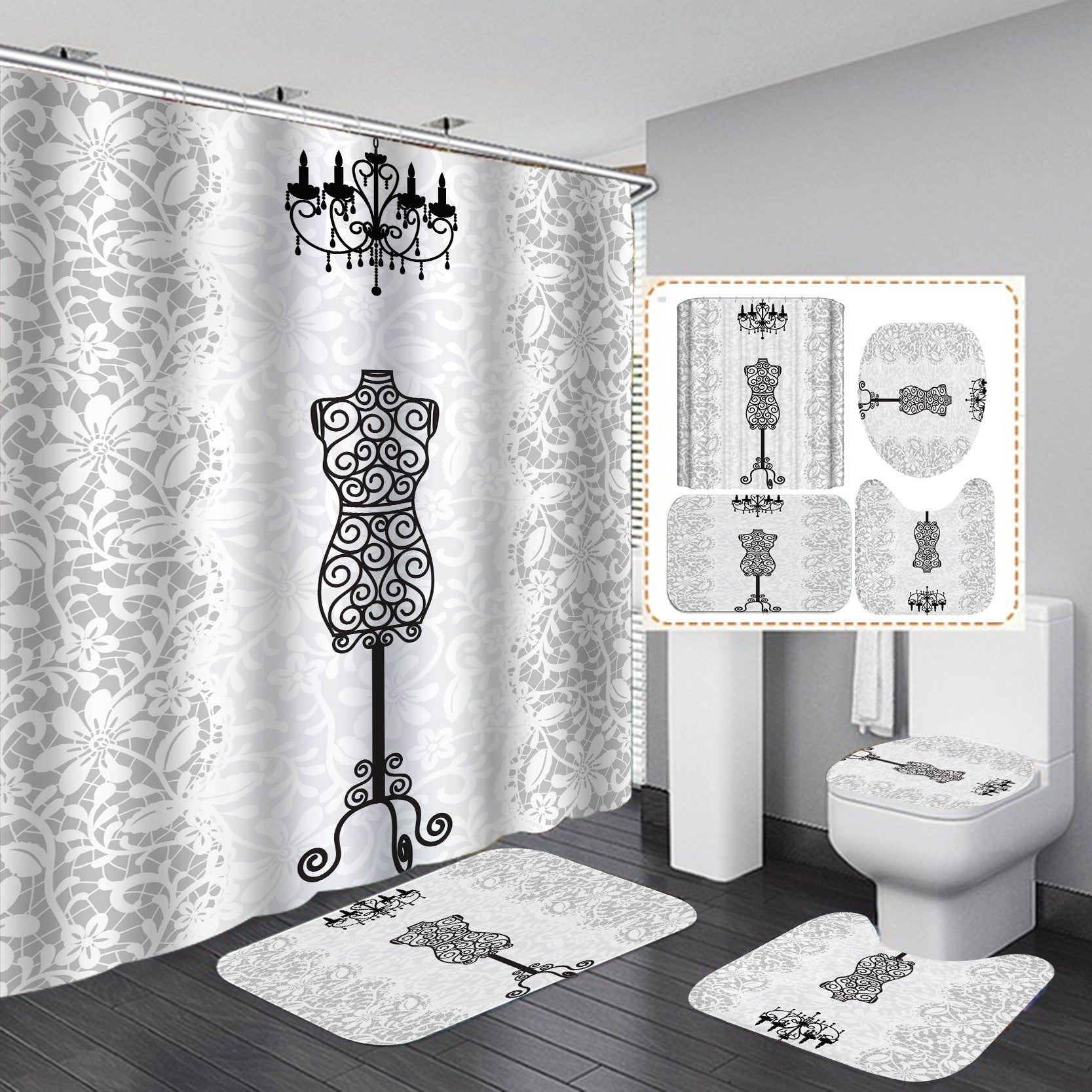 Digital Printing Waterproof Polyester Bathroom Shower Curtain