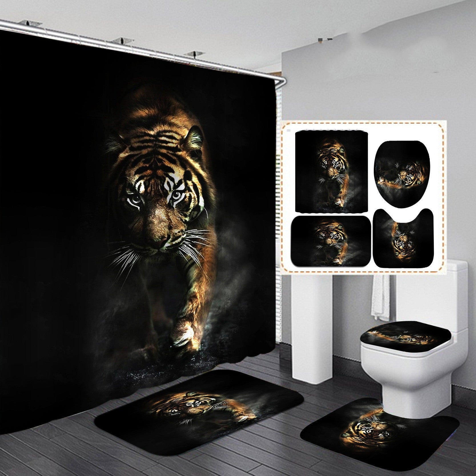 Digital Printing Waterproof Polyester Shower Curtain