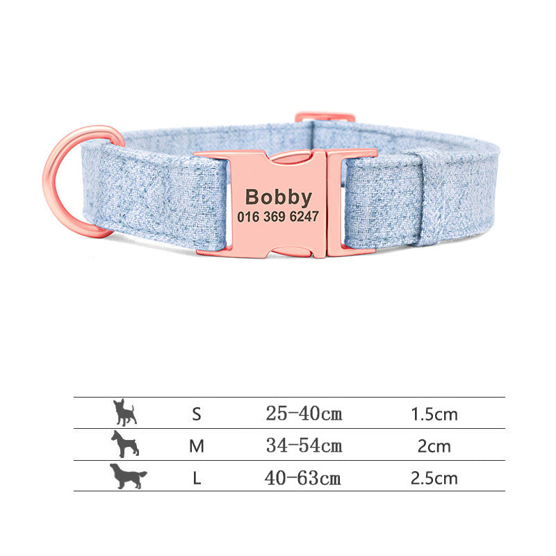 Gravure de collier pour chien de compagnie Collier anti-perte Golden Retriever Chien moyen et grand Teddy Laisse de collier pour petit chien