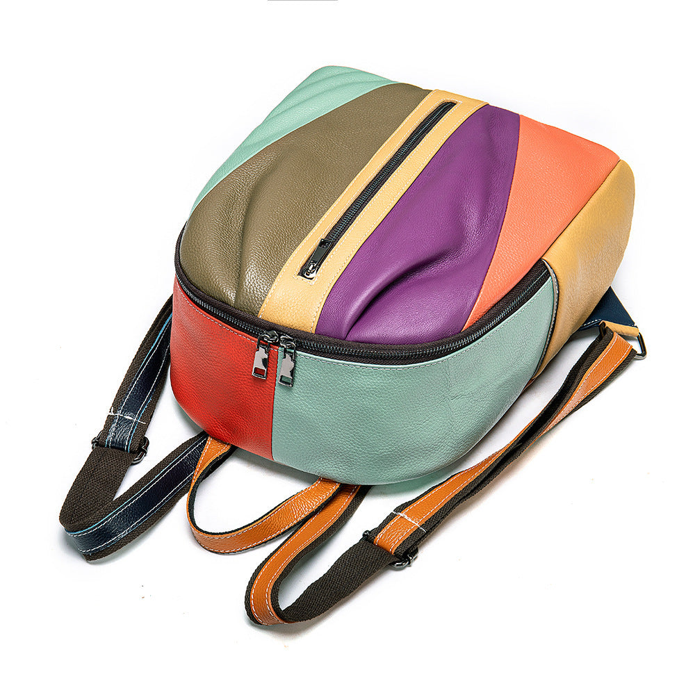 Manufacturers Custom Women'S Bags, Leather Stitching, Color Backpack, Casual Leather Handbags, New Style