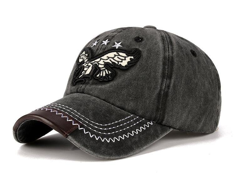 Vintage Washed Cowboy Baseball Cap Casual Embroidered Curvetail Cap