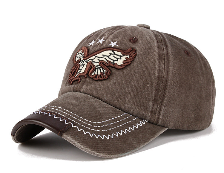 Vintage Washed Cowboy Baseball Cap Casual Embroidered Curvetail Cap