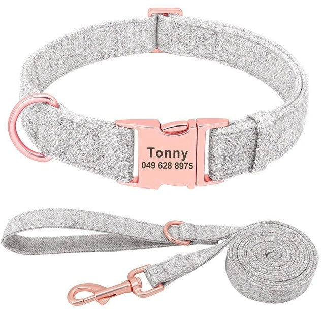 Gravure de collier pour chien de compagnie Collier anti-perte Golden Retriever Chien moyen et grand Teddy Laisse de collier pour petit chien