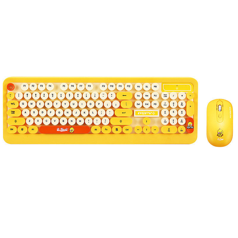 Happy Duck wireless keyboard and mouse set retro