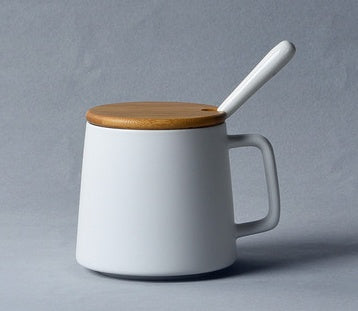 Creative Retro Cup Ceramic Mug Large Capacity Drinking Cup Household Cup Personalized Coffee Cup Tea Cup Spoon With Cover