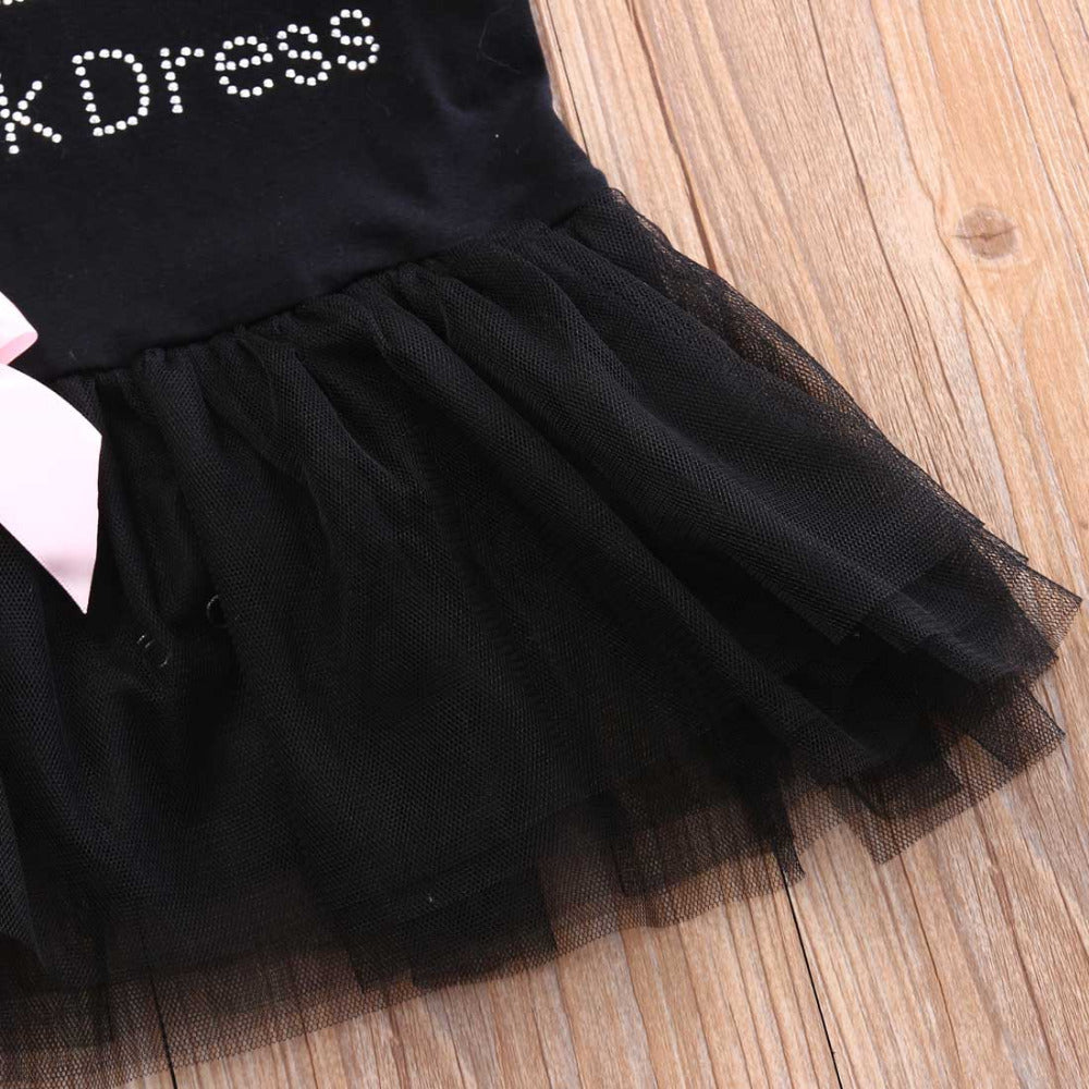Toddler Girls Clothing Outfit Little Black Dress Short Sleeve Princess Onesie With A Bow 6-24 Months