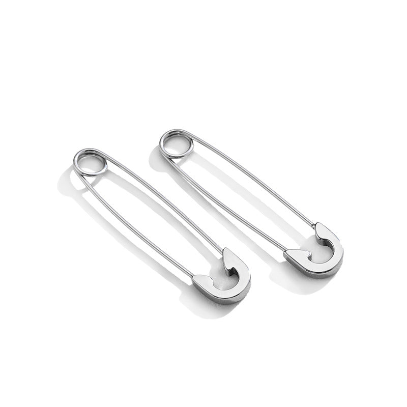 Titanium Steel Rock Tide Dumbbell Stud Earrings Men And Women Stainless Steel Earrings