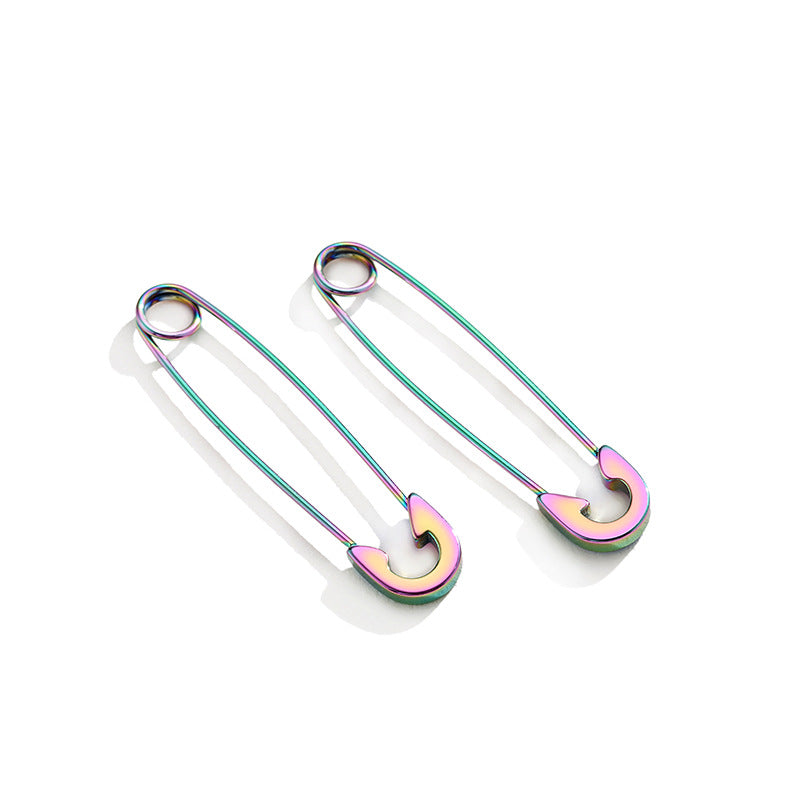 Titanium Steel Rock Tide Dumbbell Stud Earrings Men And Women Stainless Steel Earrings