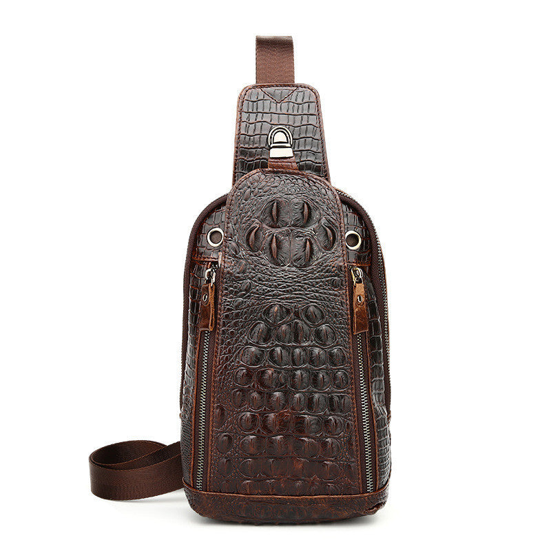 Sac de Poitrine en Cuir Véritable pour Homme, Tendance Décontractée