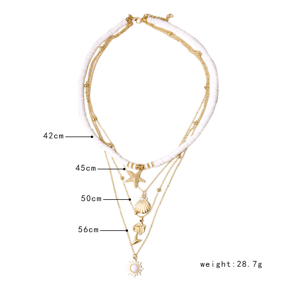Clay Starfish Shell Pendant Necklace