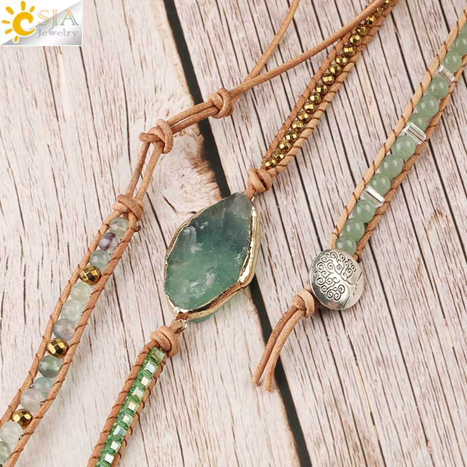 Natural Stone Hand-woven Leather Bracelet