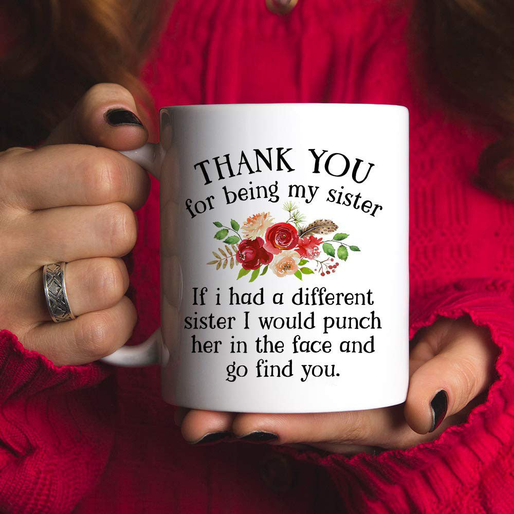Merci Sœur Épouse Tasse à Café en Céramique Tasse à Eau Épouse Tante Fleur