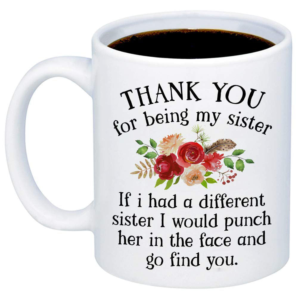 Merci Sœur Épouse Tasse à Café en Céramique Tasse à Eau Épouse Tante Fleur