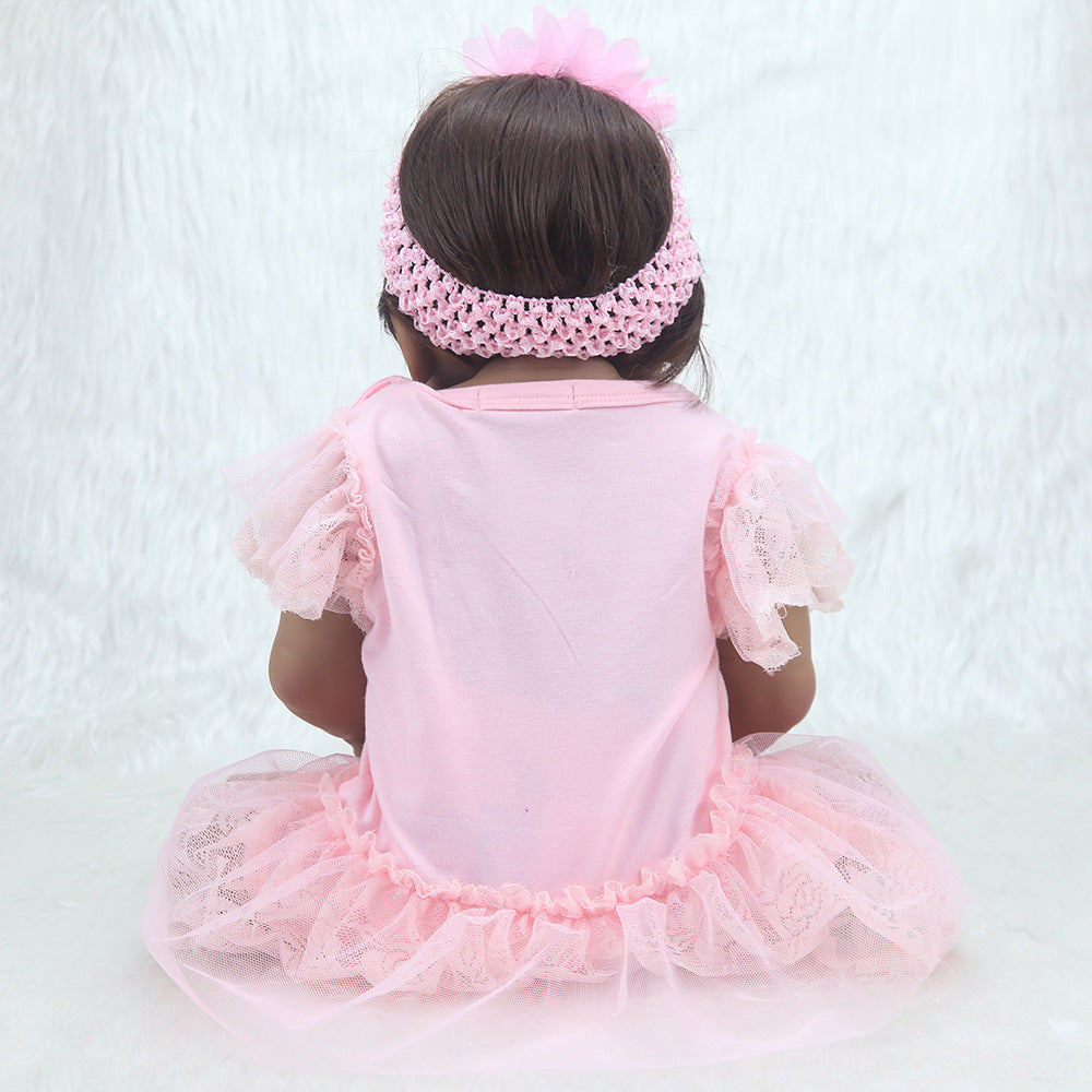 55cm Full Body Black Skin Doll Simulation Rebirth Baby Doll Can Be Washed In Water and Sold Quickly