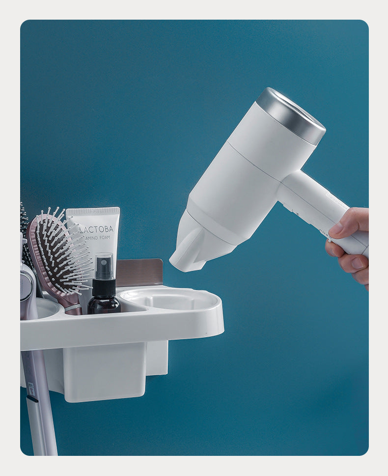 Soporte para secador de pelo manos libres, caja de almacenamiento, estante para rizador de pelo, organizador de baño, estante de almacenamiento, juego de accesorios de baño para el hogar