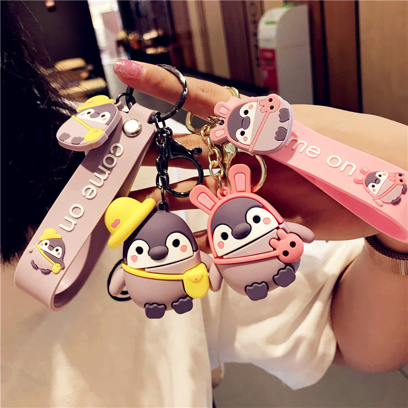 Créatif Dessin Animé Mignon Pingouin Porte-clés Couple Pendentif