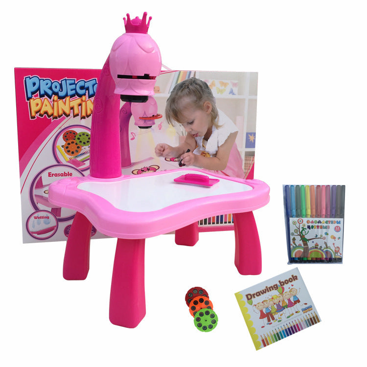Jouet de table de dessin artistique projecteur LED, tableau de peinture pour enfants, bureau d'arts et d'artisanat, jouets éducatifs et cadeaux d'apprentissage par projection