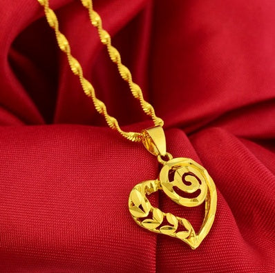 Bijoux en or sable Dragon et Phoenix Collier Boucles d'oreilles Bague Bracelet Parure de mariage quatre pièces Cadeau de Saint-Valentin