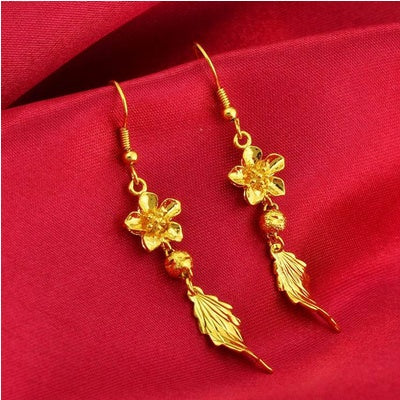 Bijoux en or sable Dragon et Phoenix Collier Boucles d'oreilles Bague Bracelet Parure de mariage quatre pièces Cadeau de Saint-Valentin