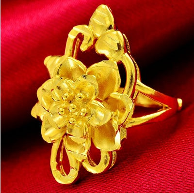 Bijoux en or sable Dragon et Phoenix Collier Boucles d'oreilles Bague Bracelet Parure de mariage quatre pièces Cadeau de Saint-Valentin