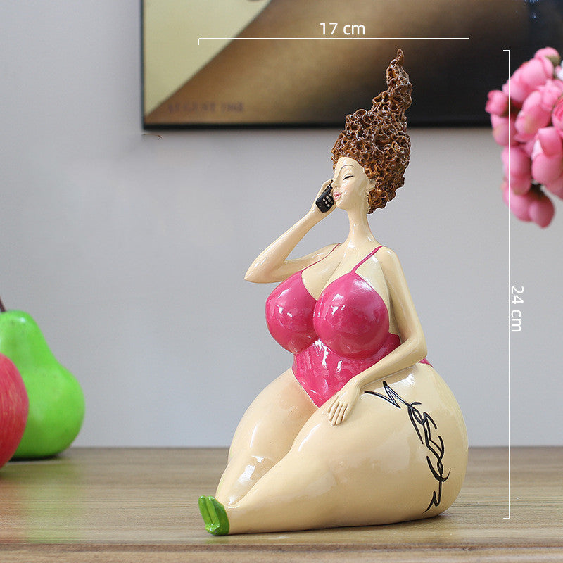 Nouvelle Figurine Grosse Femme Ornement Décorations Maison Sculpture Statue Fille