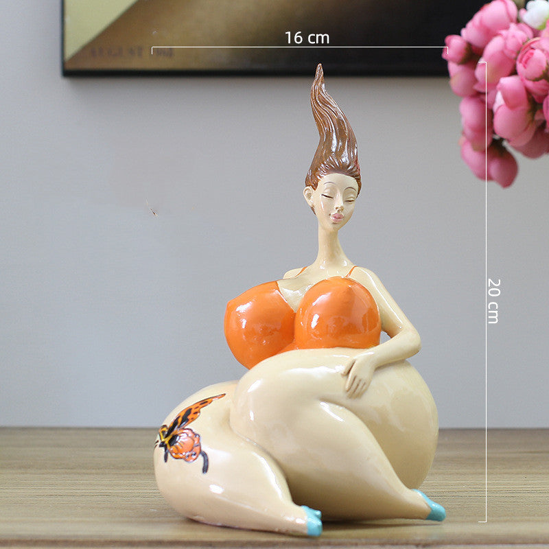 Nouvelle Figurine Grosse Femme Ornement Décorations Maison Sculpture Statue Fille