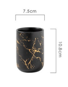 Marble Ceramic Bathroom Toothbrush And Mouthwash Cup Wash Set