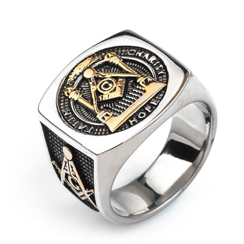 Bague Originale Transfrontalière Anneau Rétro en Acier Titane Bague Punk Dominante pour Homme Bijoux
