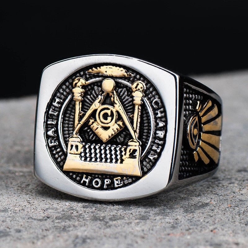 Bague Originale Transfrontalière Anneau Rétro en Acier Titane Bague Punk Dominante pour Homme Bijoux
