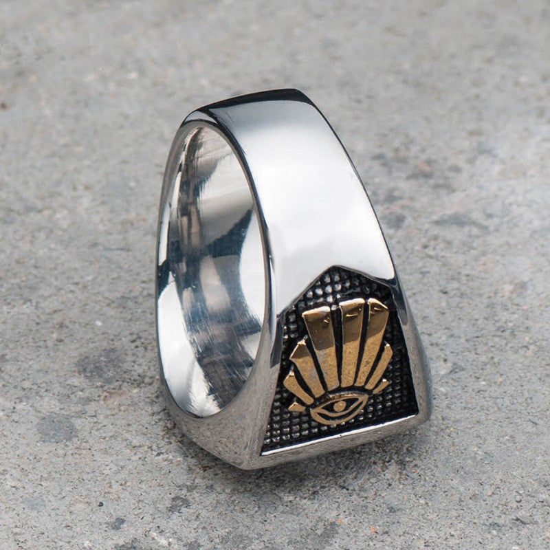 Bague Originale Transfrontalière Anneau Rétro en Acier Titane Bague Punk Dominante pour Homme Bijoux