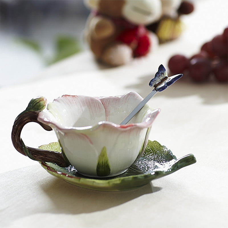 Ensemble de tasses à thé créatives en céramique Rose Cup