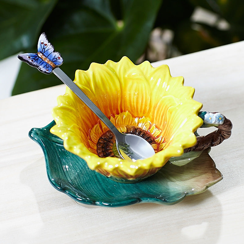 Ensemble de tasses à thé créatives en céramique Rose Cup