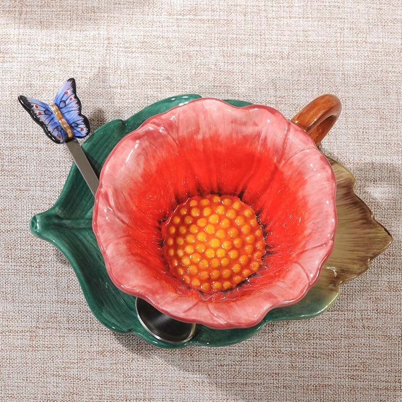 Ensemble de tasses à thé créatives en céramique Rose Cup