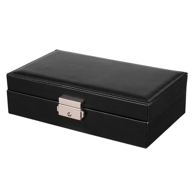 Double Layer Large Capacity Pu Jewelry Box Portable Leather Jewelry Storage Box Necklace Ring Watch Jewelry Box