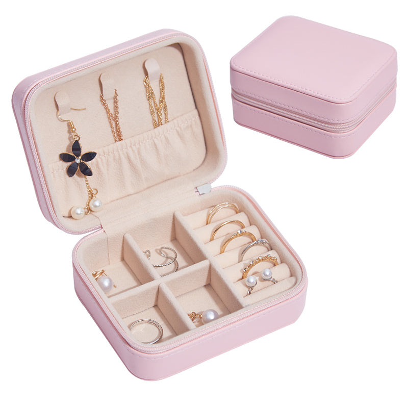 Boîte à bijoux portable Boîte de rangement Petites boucles d'oreilles Bijoux à main