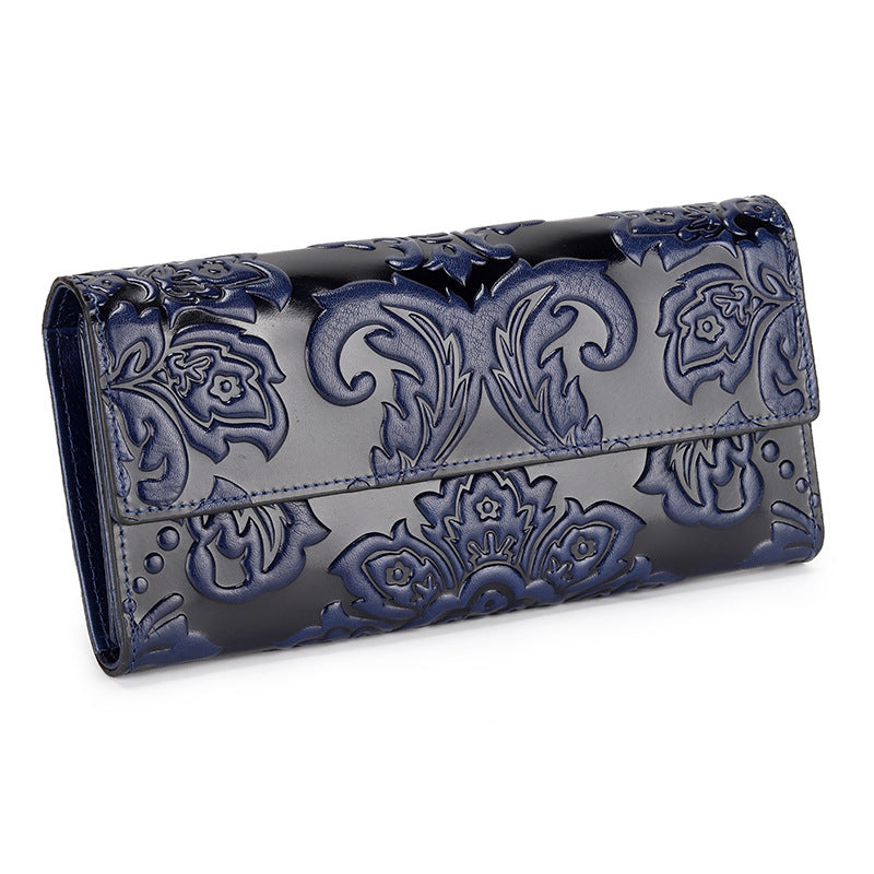 Portefeuille Long en Cuir pour Femme à Trois Volets