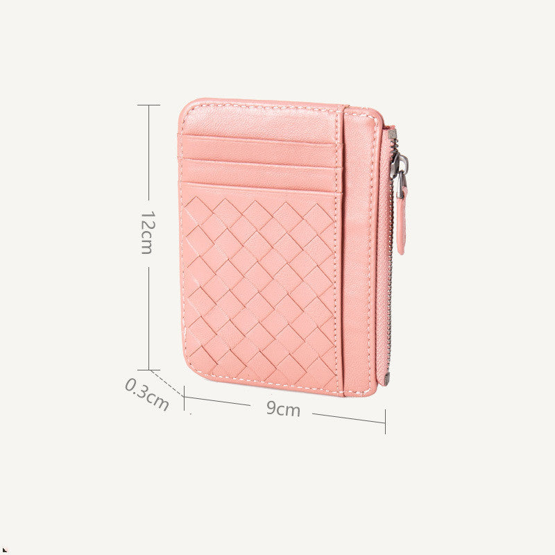 Porte-cartes en cuir pour femme Ultra-mince Tressé Porte-cartes de visite Porte-cartes