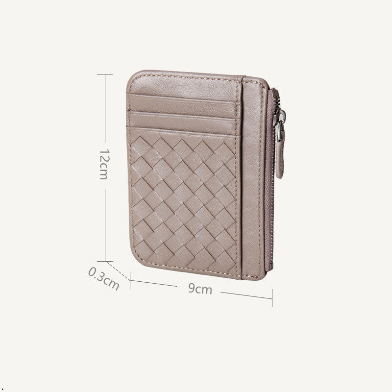 Porte-cartes en cuir pour femme Ultra-mince Tressé Porte-cartes de visite Porte-cartes