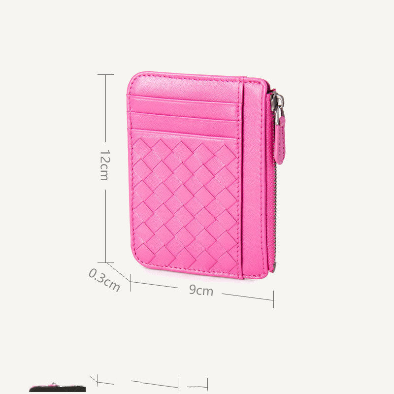 Porte-cartes en cuir pour femme Ultra-mince Tressé Porte-cartes de visite Porte-cartes