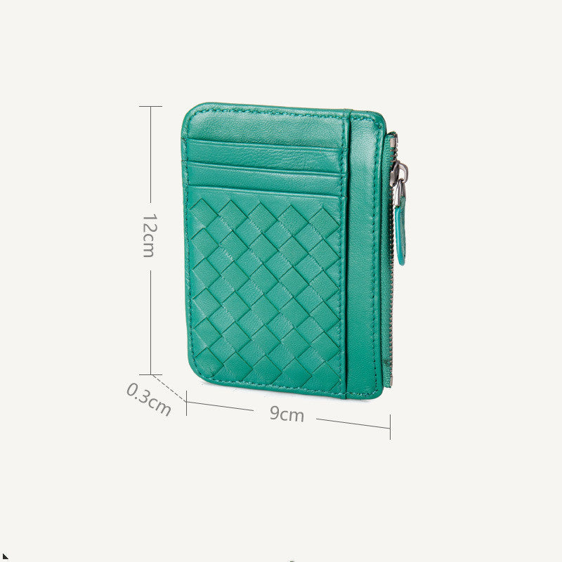 Porte-cartes en cuir pour femme Ultra-mince Tressé Porte-cartes de visite Porte-cartes