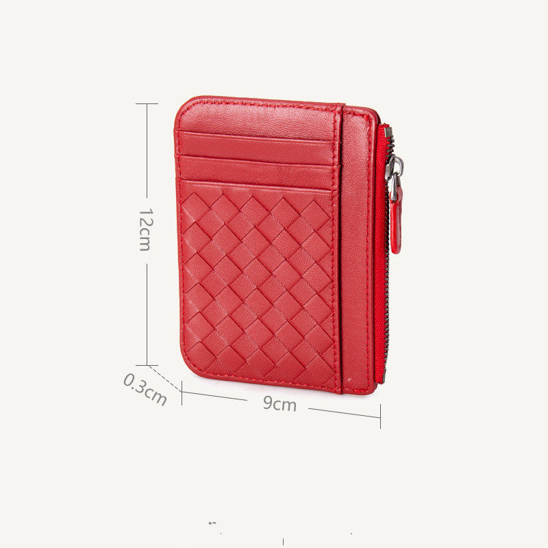 Porte-cartes en cuir pour femme Ultra-mince Tressé Porte-cartes de visite Porte-cartes