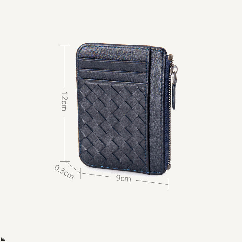 Porte-cartes en cuir pour femme Ultra-mince Tressé Porte-cartes de visite Porte-cartes