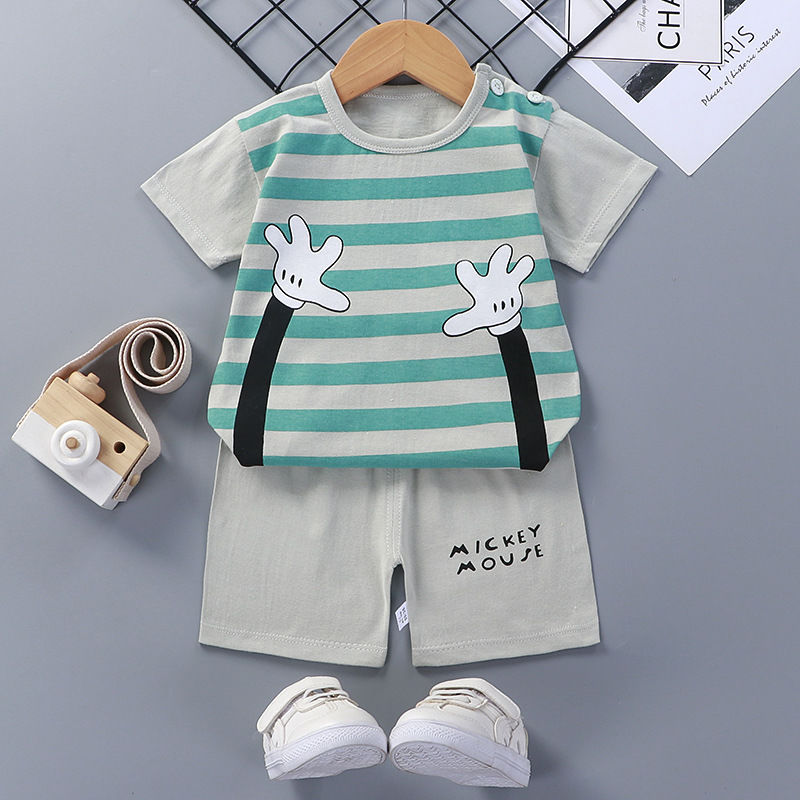 Combinaison à manches courtes pour enfants en coton, vêtements d'été pour bébés