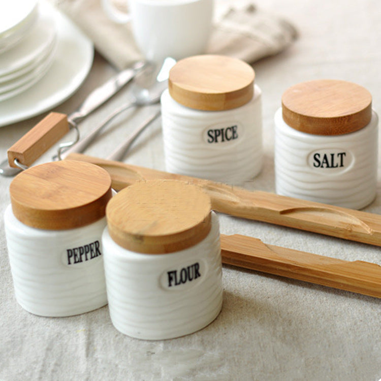New Pure White Ceramic Seasoning Pot Set