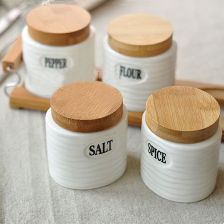 New Pure White Ceramic Seasoning Pot Set