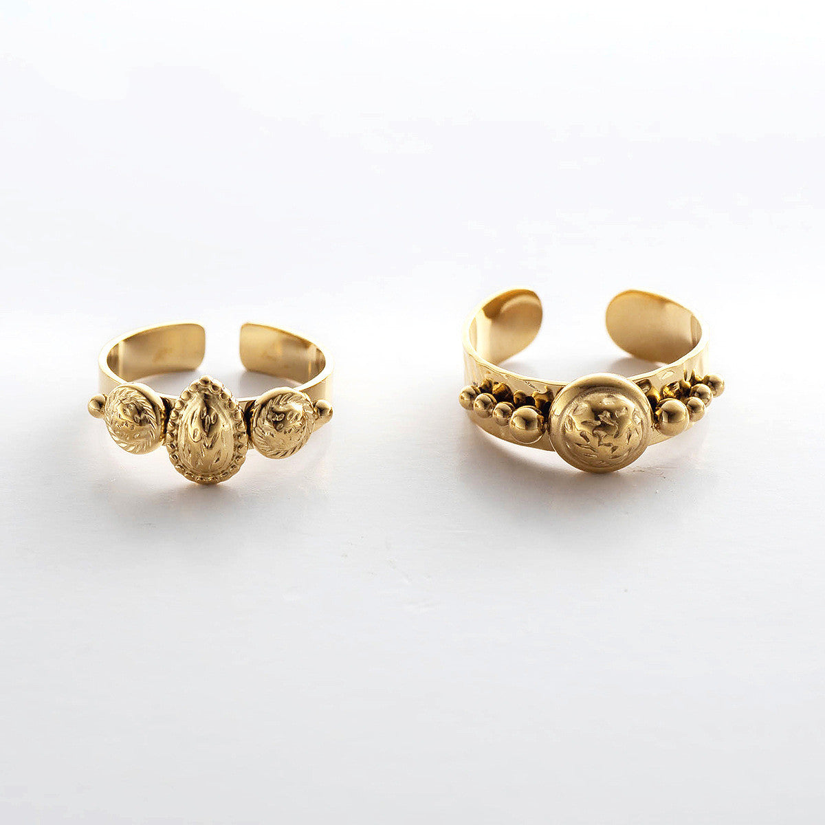 14K Real Gold Plated Retro Simple Titanium Steel Ring