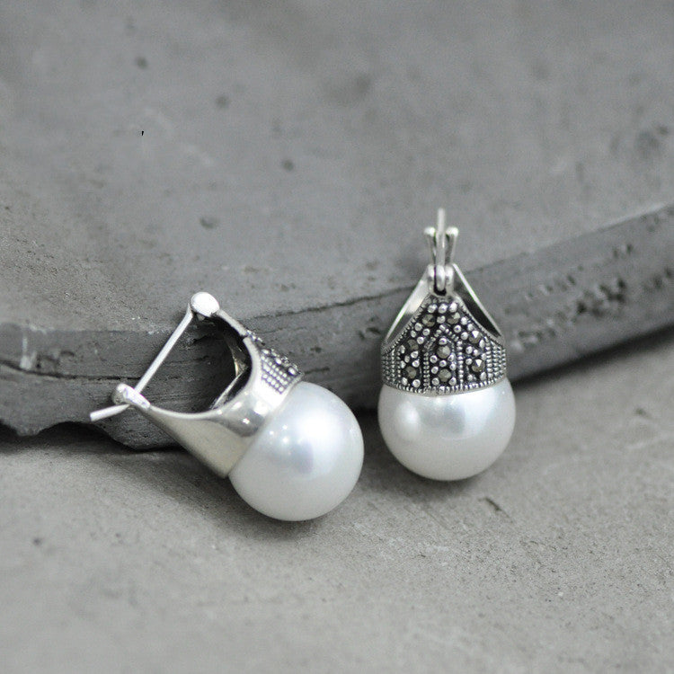 Lotus Fun Real 925 Sterling Silver Natural Mother Of Pearl Earrings Fine Jewelry Vintage Fashion Drop Earrings For Women Brincos