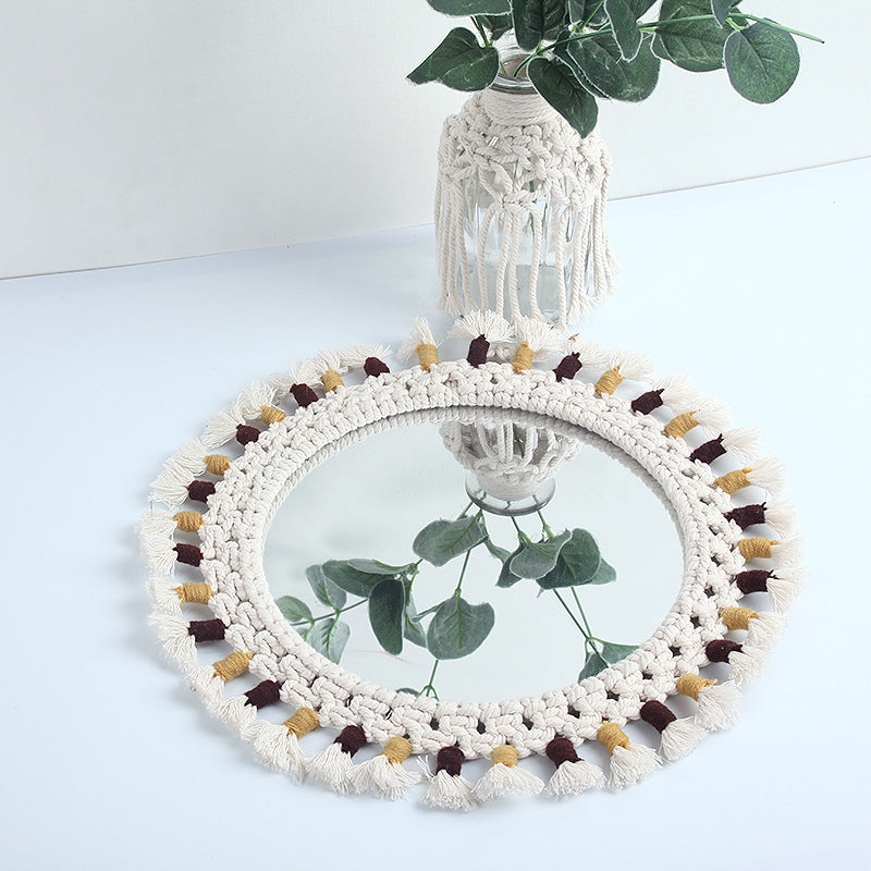 Mirror Handmade Tapestry Makeup Mirror Bedside Decoration Wall Hanging